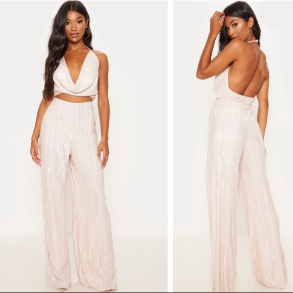 PrettyLittleThing Pants - Champagne Cut Out Detail Jumpsuit